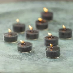 The Grey Works 12 Rustic Tealights - Dark Grey Dining Candles