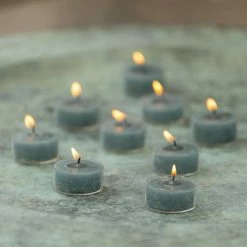 The Grey Works Dining Candles 12 Rustic Tealights - Petrol Blue