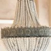 The Grey Works Alicia White Beaded Chandelier With Grey Antiqued Metal Work