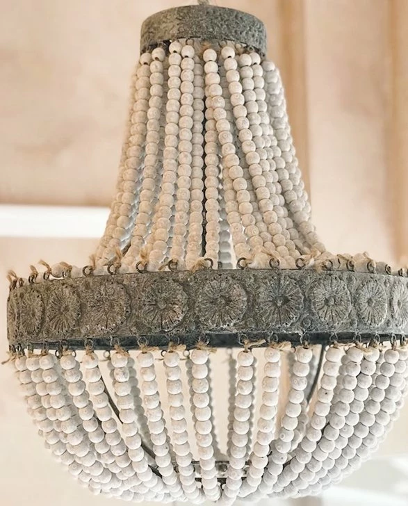 Best deal ⭐ The Grey Works Alicia White Beaded Chandelier With Grey Antiqued Metal Work 🥰 3 The Grey Works Alicia White Beaded Chandelier With Grey Antiqued Metal Work