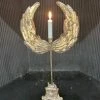 The Grey Works Angel Wing Candle Holder In Antiqued Gold Finish