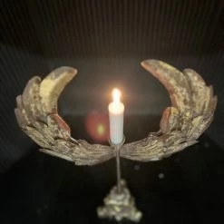 New ๐งจ The Grey Works Angel Wing Candle Holder In Antiqued Gold Finish โ 10 The Grey Works Angel Wing Candle Holder In Antiqued Gold Finish