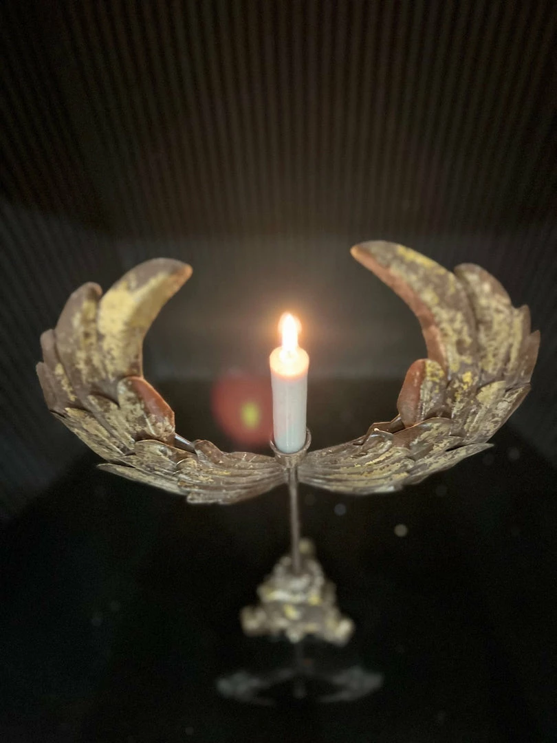New ๐งจ The Grey Works Angel Wing Candle Holder In Antiqued Gold Finish โ 6 The Grey Works Angel Wing Candle Holder In Antiqued Gold Finish