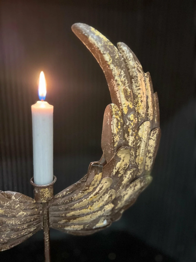New ๐งจ The Grey Works Angel Wing Candle Holder In Antiqued Gold Finish โ 5 The Grey Works Angel Wing Candle Holder In Antiqued Gold Finish