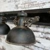 The Grey Works Black Antiqued Industrial Style Triple Spot Metal Light In Lighting
