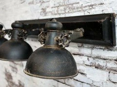 The Grey Works Black Antiqued Industrial Style Triple Spot Metal Light In Lighting