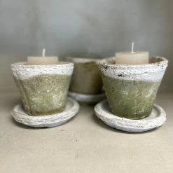 The Grey Works Pots & Planters Antiqued Whitestone Plant Pot And Saucer - Small