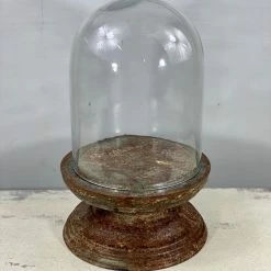 The Grey Works Antiqued Zinc Decorative Glass Dome - Medium