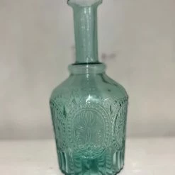 The Grey Works Aqua Green Glass Fleur De Lys Carafe