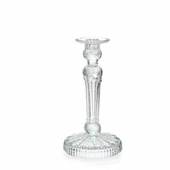 The Grey Works Art Deco Glass Candlestick-Clear