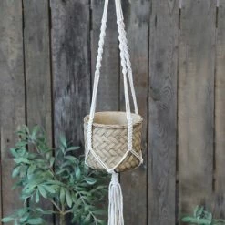 The Grey Works Braided Flower Pot Holder Homewares