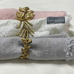 The Grey Works Homewares Brass Laurel Leaf Napkin Holder