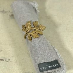 The Grey Works Brass Leaf Napkin Holder