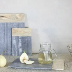 The Grey Works Marble Platter/ Board In Grey - Large Homewares