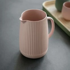 The Grey Works Homewares Ceramic Linear Jug In Blush Pink