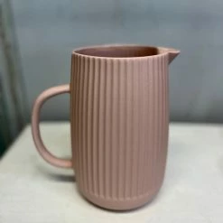 The Grey Works Homewares Ceramic Linear Jug In Blush Pink
