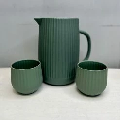 The Grey Works Homewares Ceramic Linear Jug In Rosemary