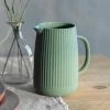 The Grey Works Homewares Ceramic Linear Jug In Rosemary