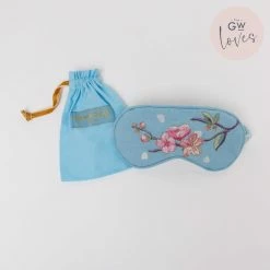 Elizabeth Scarlett Cherry Blossom Blue Cotton Eye Mask Accessories