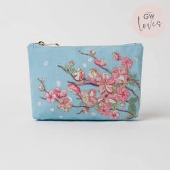 Elizabeth Scarlett Cherry Blossom Blue Cotton Makeup Bag