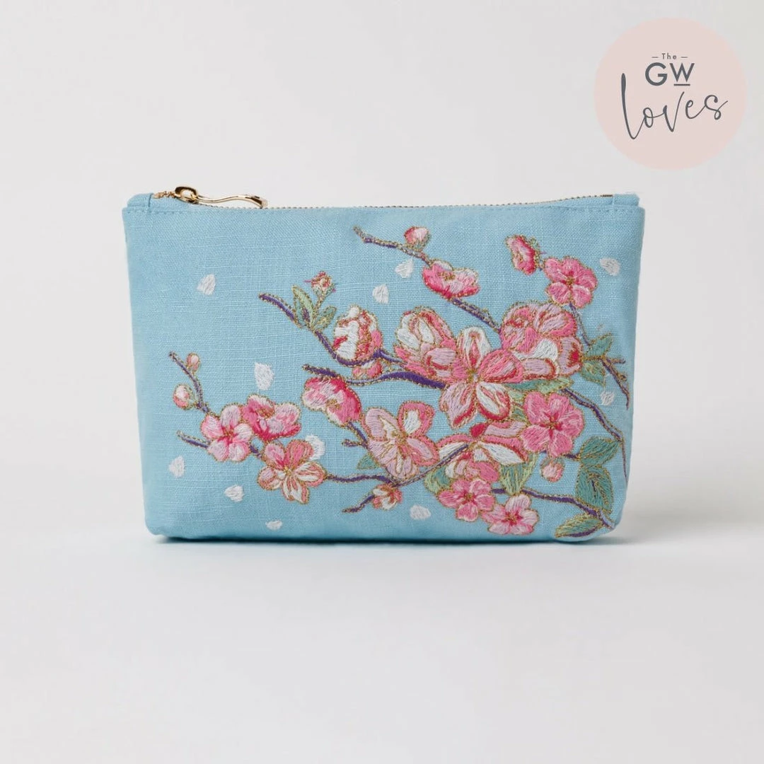 Outlet ๐ Elizabeth Scarlett Cherry Blossom Blue Cotton Makeup Bag ๐ 3 Elizabeth Scarlett Cherry Blossom Blue Cotton Makeup Bag