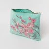Elizabeth Scarlett Accessories Cherry Blossom Velvet Maxi Pouch In Mint Velvet