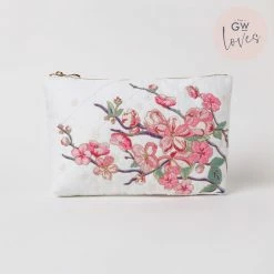 Elizabeth Scarlett Accessories Cherry Blossom White Padded Cotton Makeup Bag