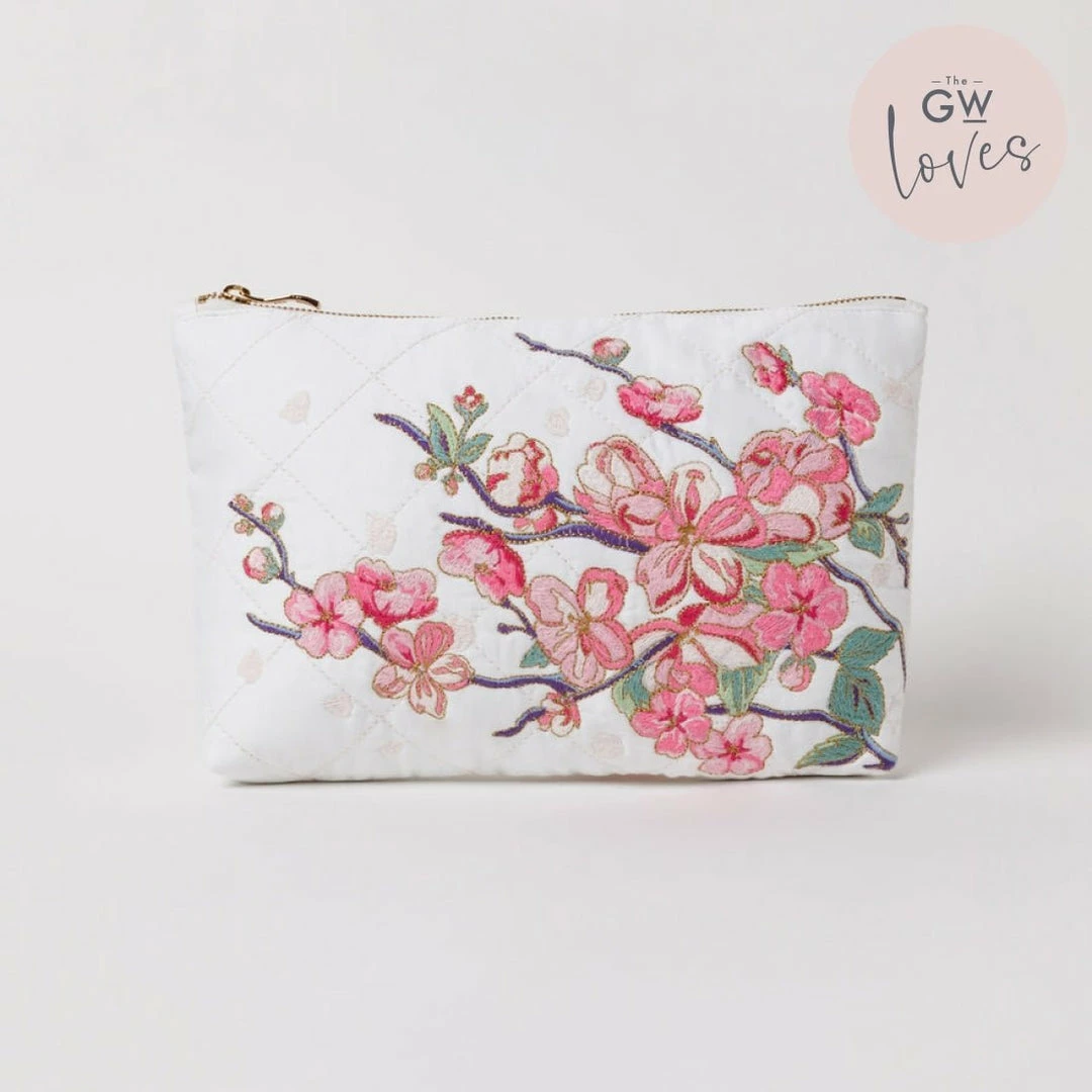 Cheap ๐ Elizabeth Scarlett Accessories Cherry Blossom White Padded Cotton Makeup Bag โ 3 Elizabeth Scarlett Accessories Cherry Blossom White Padded Cotton Makeup Bag
