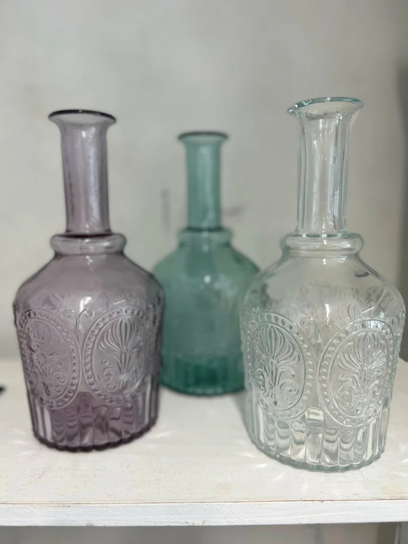 Hot Sale ⭐ The Grey Works Clear Glass Fleur De Lys Carafe ✨ 4 The Grey Works Clear Glass Fleur De Lys Carafe
