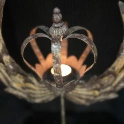 The Grey Works Crown & Angel Wing Candle Holder In Antiqued Gold Finish Christmas Sale