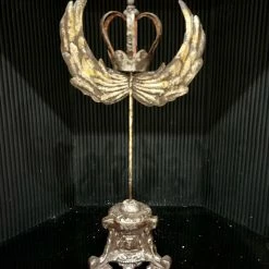The Grey Works Crown & Angel Wing Candle Holder In Antiqued Gold Finish Christmas Sale