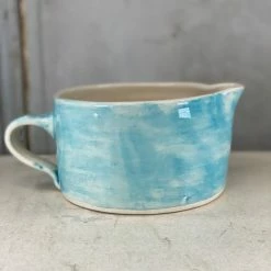 Wonki Ware Custard Jug In A Turquoise Plain Wash
