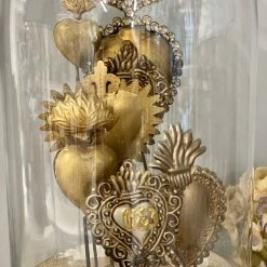 The Grey Works Sacred Hearts Decorative Glass Dome - Natural Antiqued