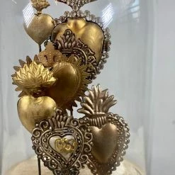 The Grey Works Sacred Hearts Decorative Glass Dome - Natural Antiqued