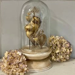 The Grey Works Sacred Hearts Decorative Glass Dome - Natural Antiqued
