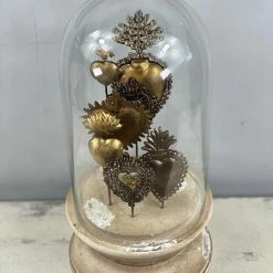 The Grey Works Sacred Hearts Decorative Glass Dome - Natural Antiqued
