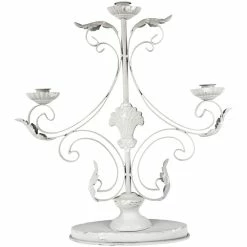 The Grey Works Homewares Diya Candelabra In Antiqued Pale Grey