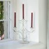 The Grey Works Homewares Diya Candelabra In Antiqued Pale Grey