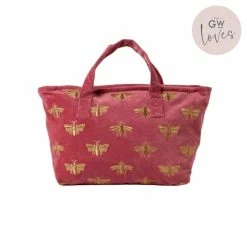 Elizabeth Scarlett Dusky Pink Honey Bee Velvet Day Bag Accessories