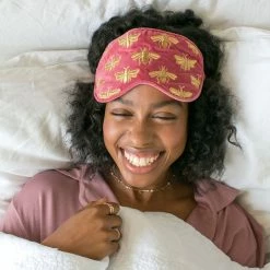 Elizabeth Scarlett Dusky Pink Honey Bee Velvet Eye Mask