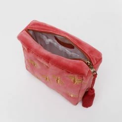 Elizabeth Scarlett Dusky Pink Honey Bee Velvet Wash Bag