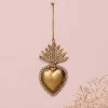 The Grey Works Ex Voto Hanging Heart Box With Glass Beading Deco Objects