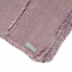 The Grey Works Extra Wide Seamed French Linen Tablecloth Or Throw - Damson Tablecloths