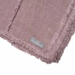 The Grey Works Extra Wide Seamed French Linen Tablecloth Or Throw - Damson Tablecloths