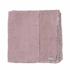 The Grey Works Extra Wide Seamed French Linen Tablecloth Or Throw - Damson Tablecloths