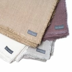 The Grey Works Frayed Edge French Linen Tablecloth Or Throw- Damson Homewares