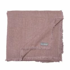 The Grey Works Frayed Edge French Linen Tablecloth Or Throw- Damson Homewares