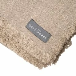 The Grey Works Frayed Edge French Linen Tablecloth Or Throw In Natural Homewares