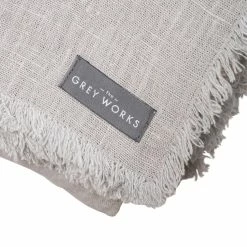 The Grey Works Frayed Edge French Linen Tablecloth Or Throw In Pale Grey