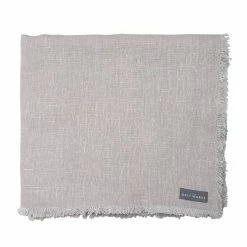 The Grey Works Frayed Edge French Linen Tablecloth Or Throw In Pale Grey